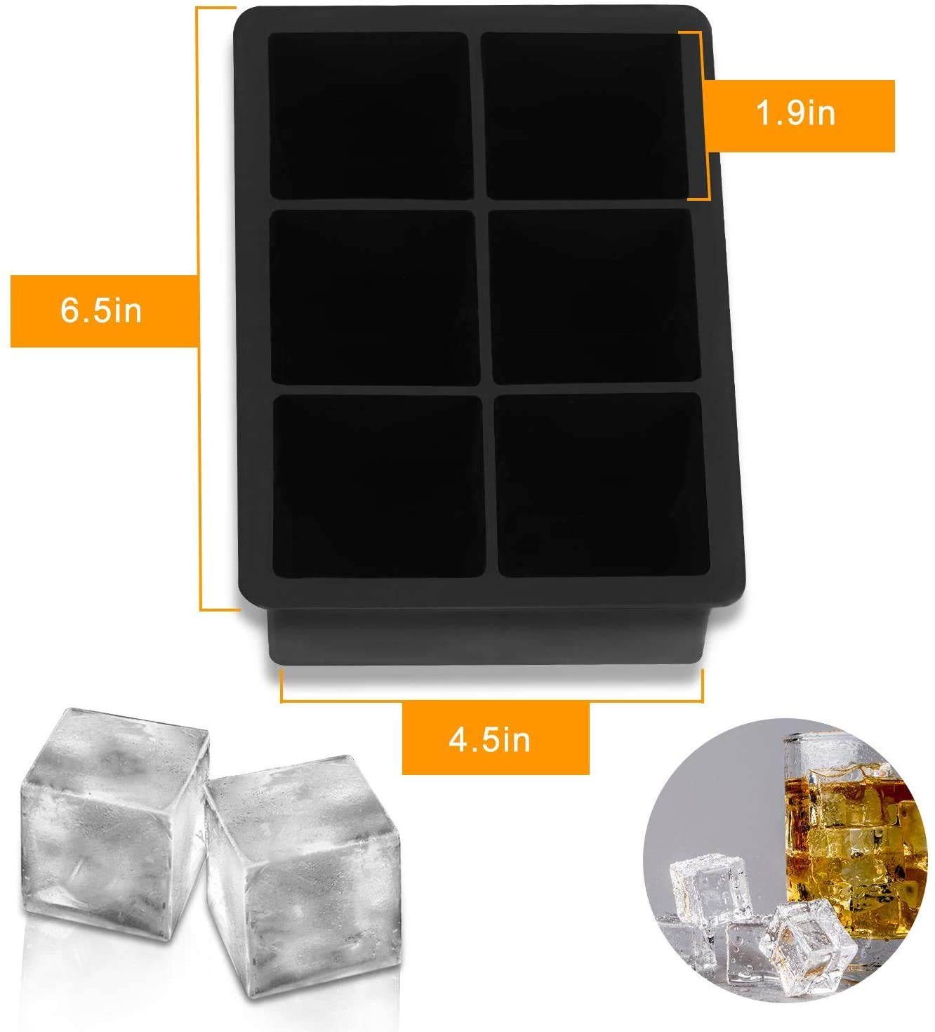 Large Size Ice Maker Hold Silicone Cube Tray And Ball (Set Of 2) Black