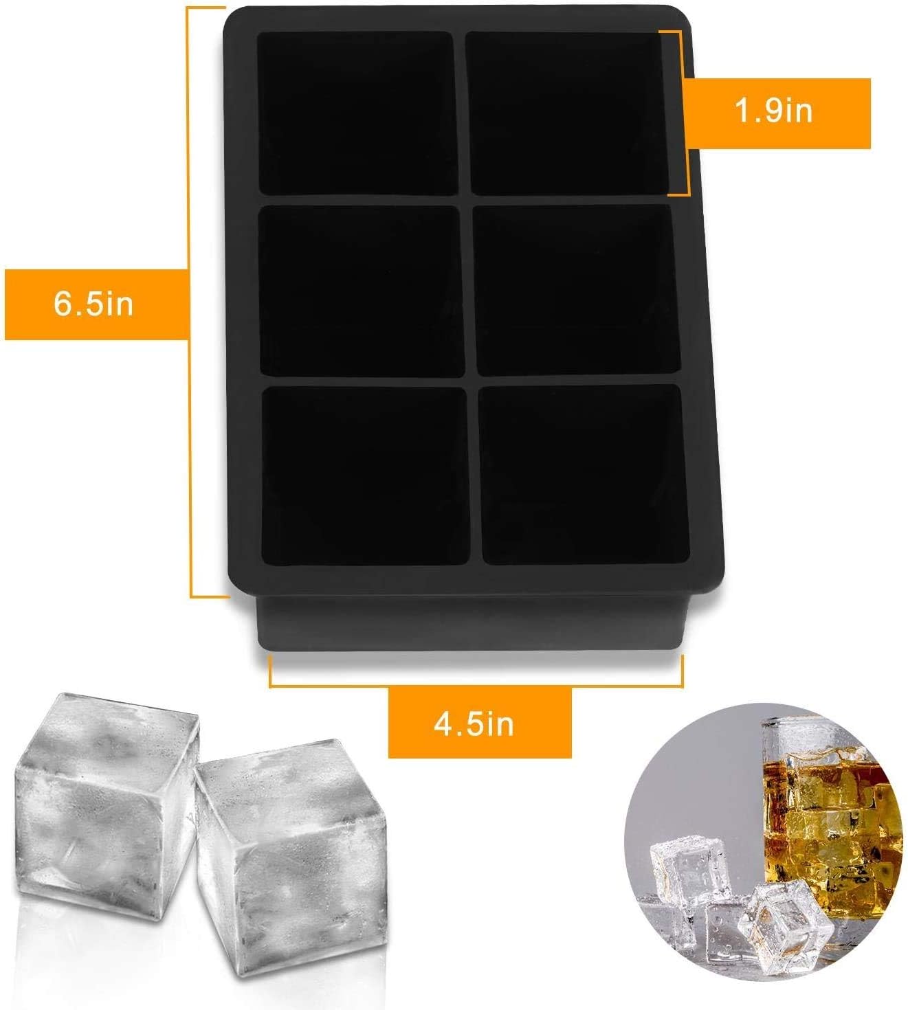 Large Size Ice Maker Hold Silicone Cube Tray And Ball (Set Of 2) Black