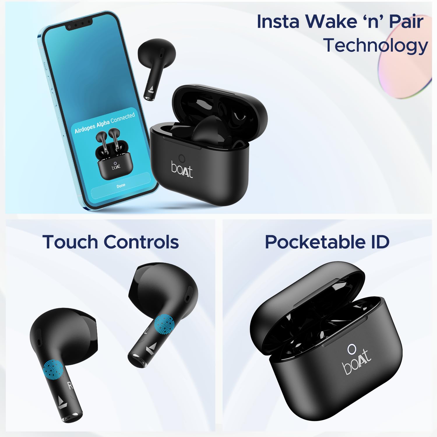 boAt Airdopes Alpha TWS Earbuds with upto 35 Hours Playback, ASAP Charge, BEAST Mode, boAt Signature Sound, ENx Technology, IPX5(Jet Black)