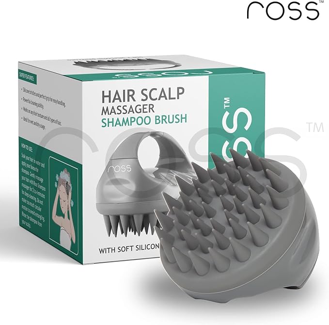 Ross Hair Scalp Massager Shampoo Brush with Soft Silicone Bristles