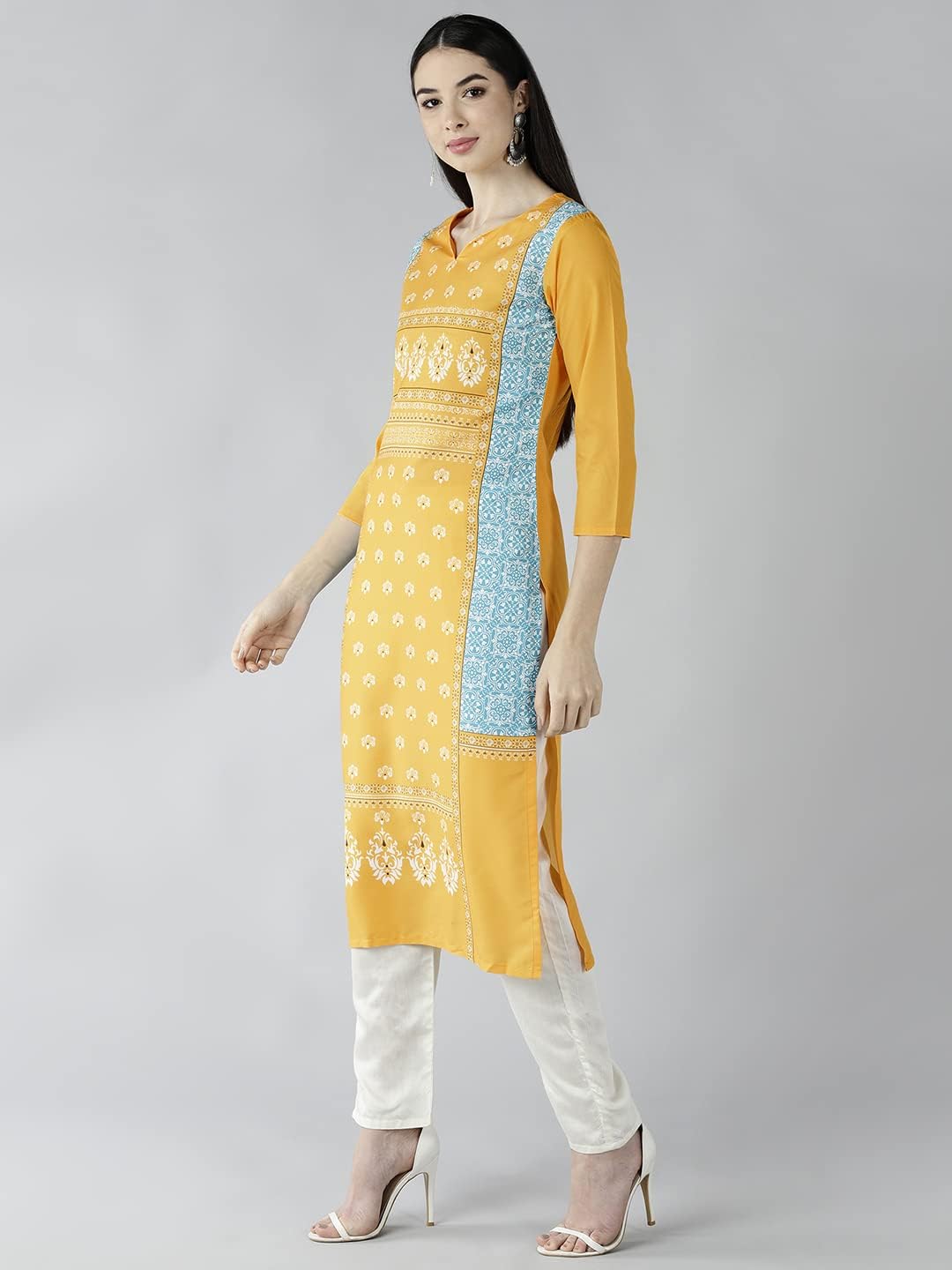 Vaamsi Women's VPK1583 Poly Crepe A-Line Kurta