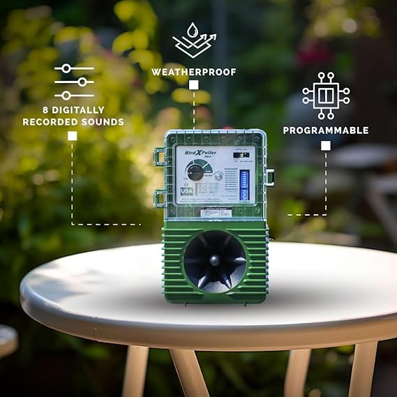 Bird-X - BXP-PRO2 BirdXPeller Pro Electronic Bird Repeller Version 2 for Crows, Blackbirds, Grackles, Cormorants, & Ravens