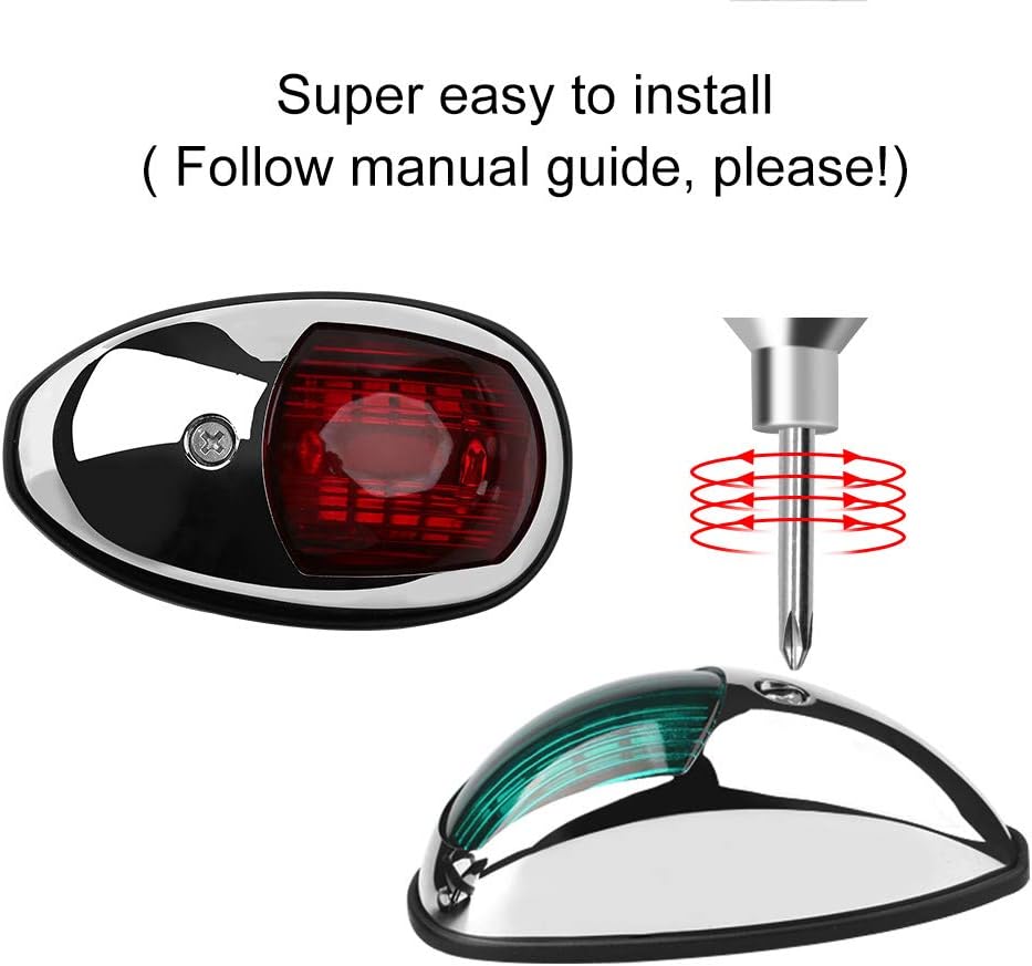 Osinmax Boat Navigation Light, Marine Navigation Lights, Bow Light for Boats Led. Ideal for Pontoon and Small Boat (Plated Silver)
