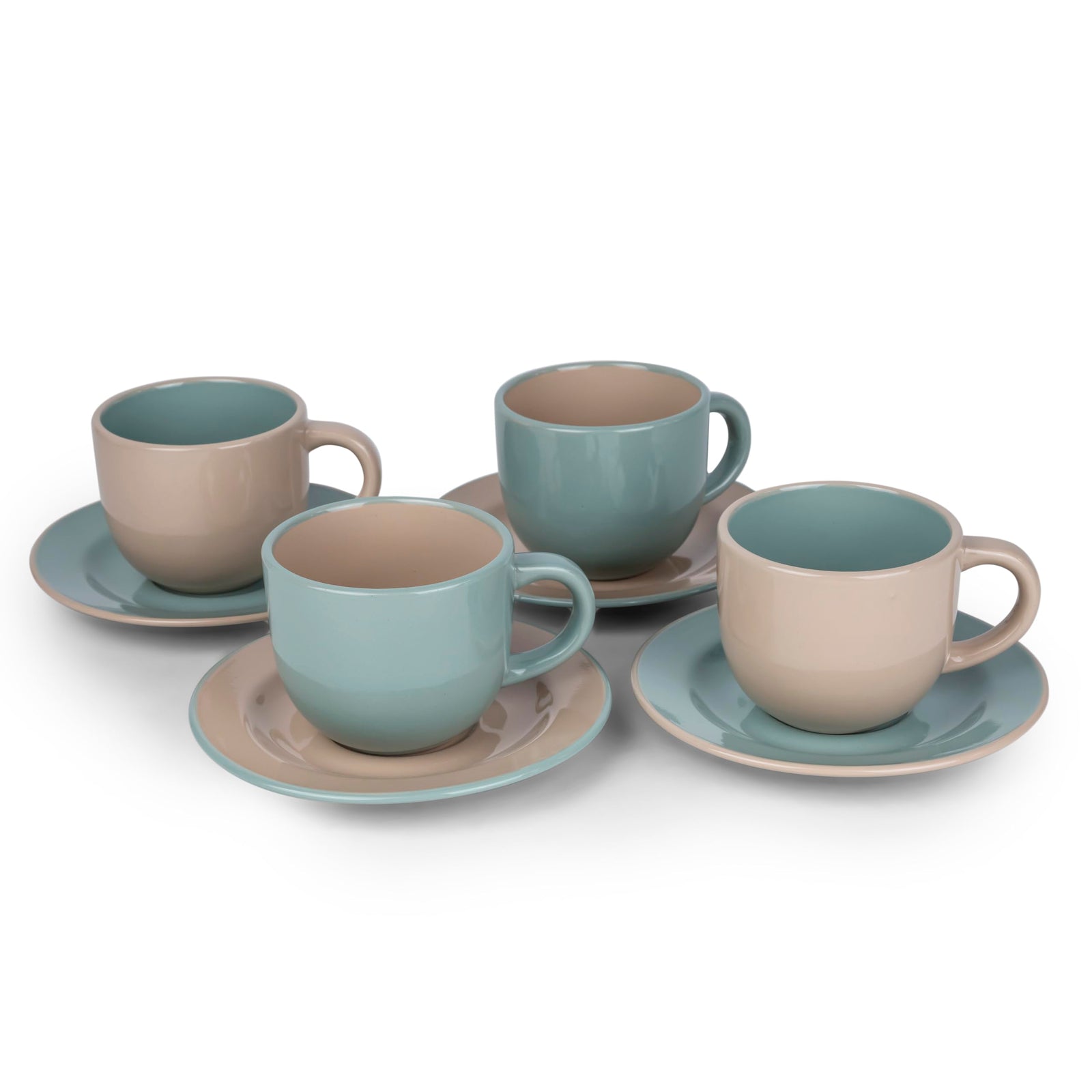 Bone China Shallow Moire 4-Piece Tea Cup & Saucer Set 220ml - Two | Kitchen Dinnerware, Ceramic, Stoneware