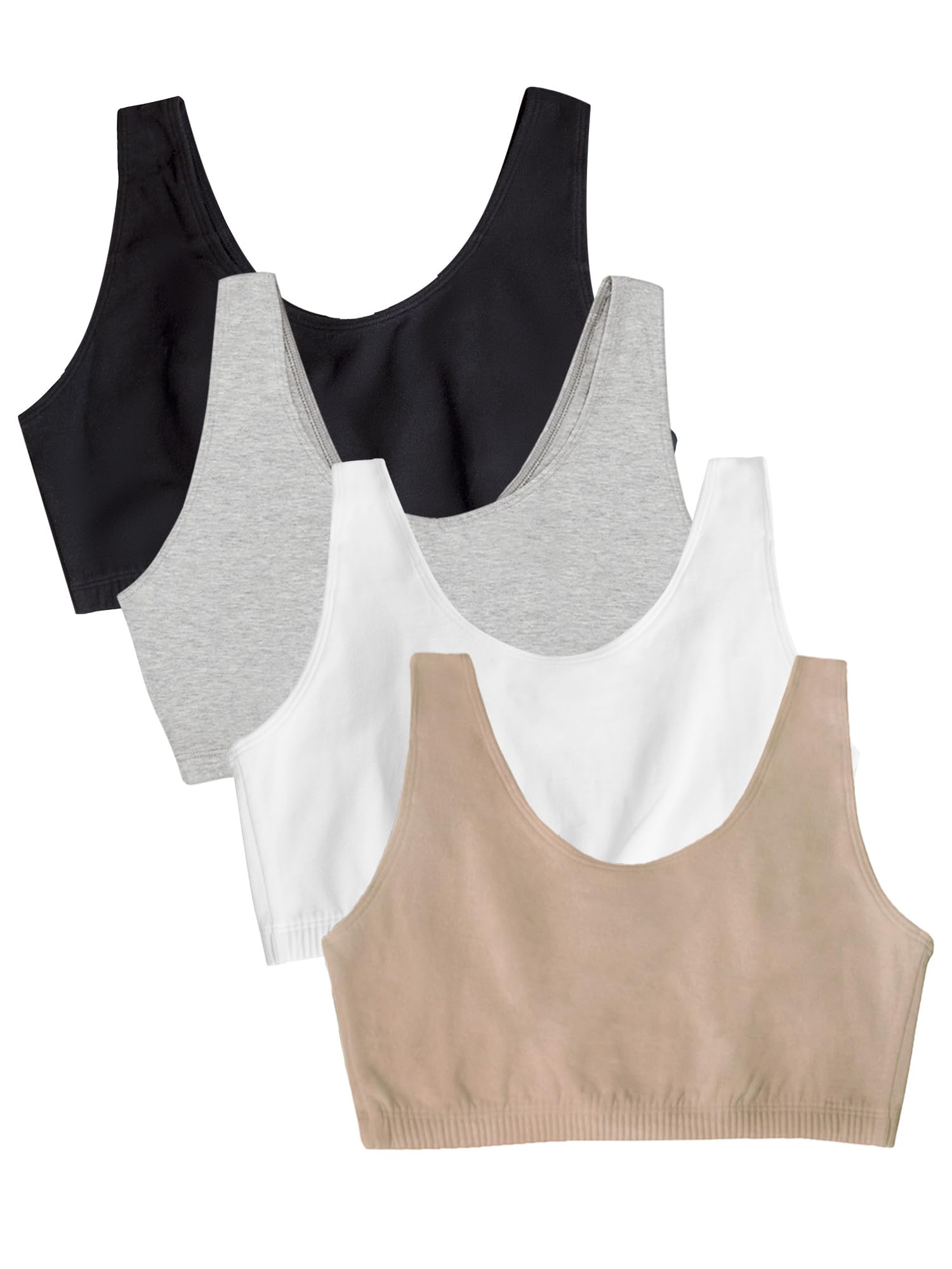 Fruit of the Loom womens Tank Style Cotton Sports Bra Sports Bra (pack of 4)