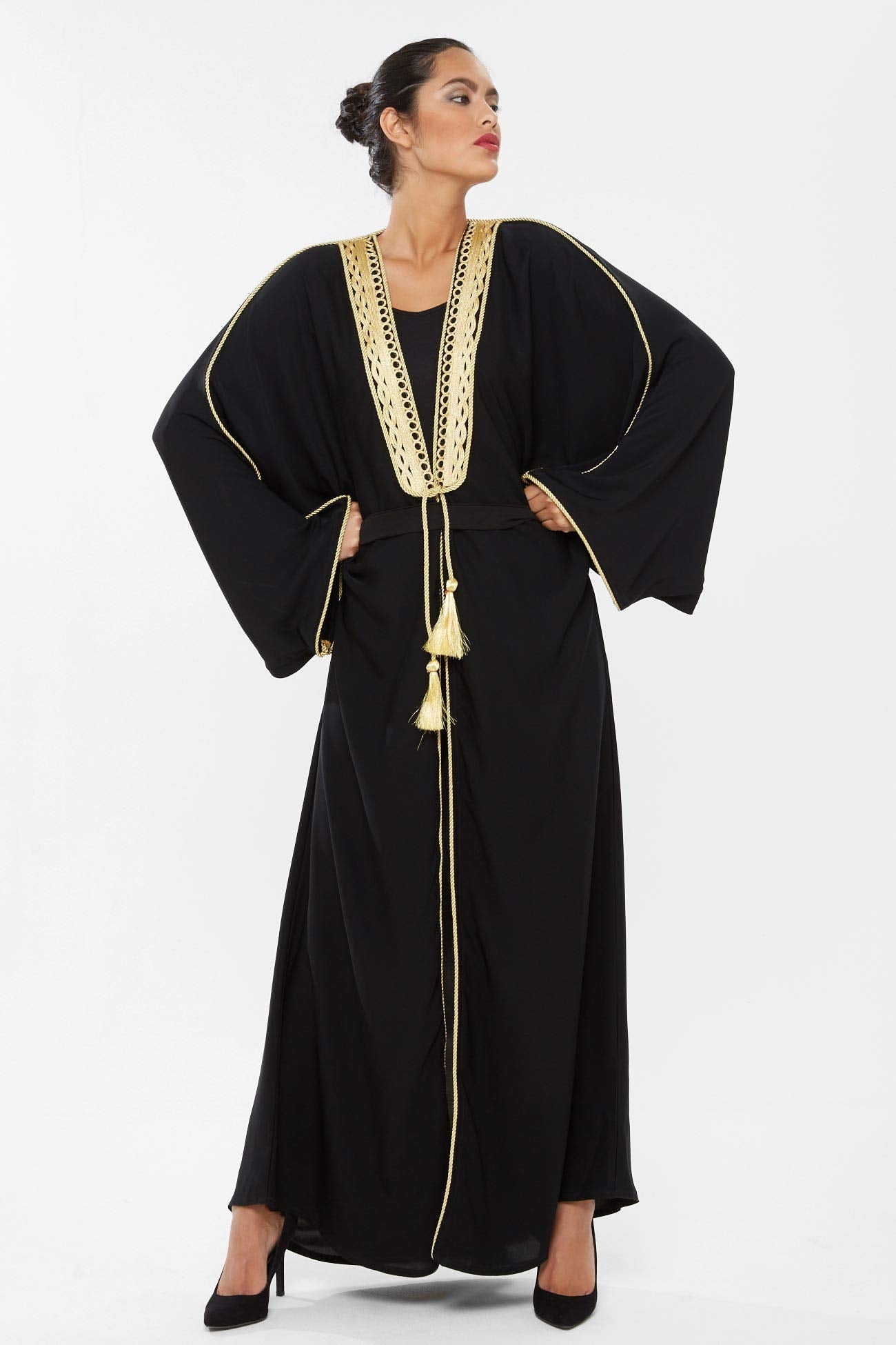 Nukhbaa Womens Abaya Made With Fine Fabric, Comes With Matching Hijab SQ513A Modern (pack of 5)