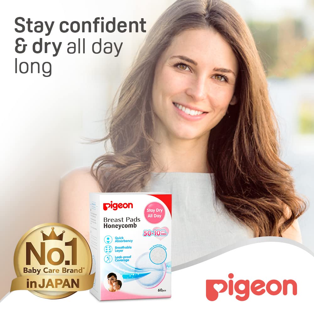 Pigeon Breast Pad, Honeycomb, Ultra-Slim And Light, Leak Proof Coverage, Quick Absorbency, 60 Pcs, White