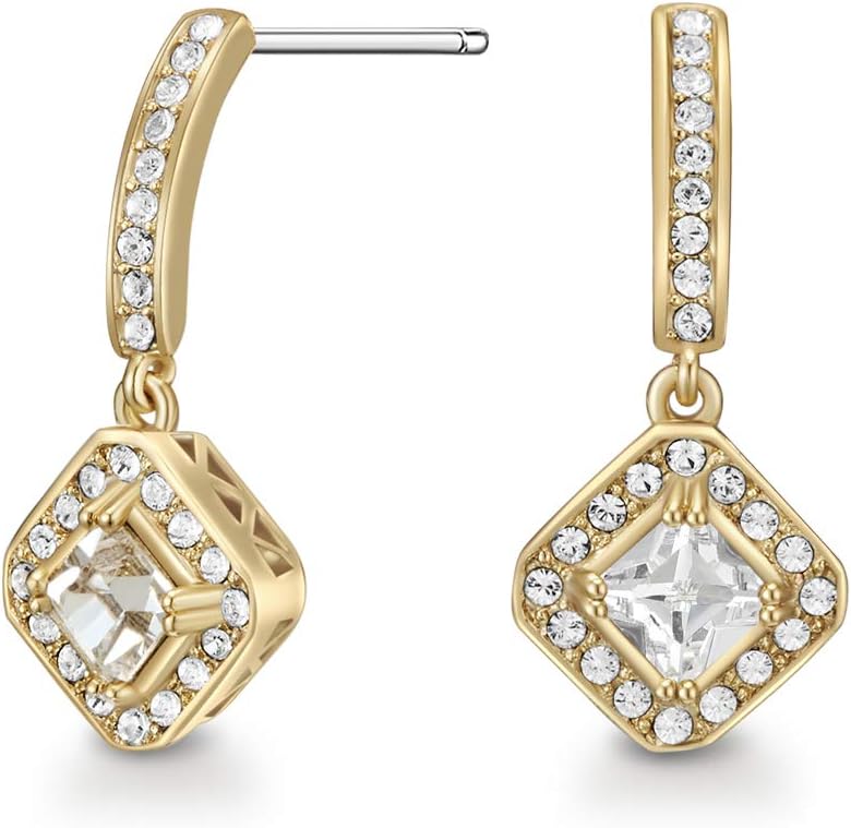 Mestige Women Glass Gold Elina Earrings with Swarovski Crystals