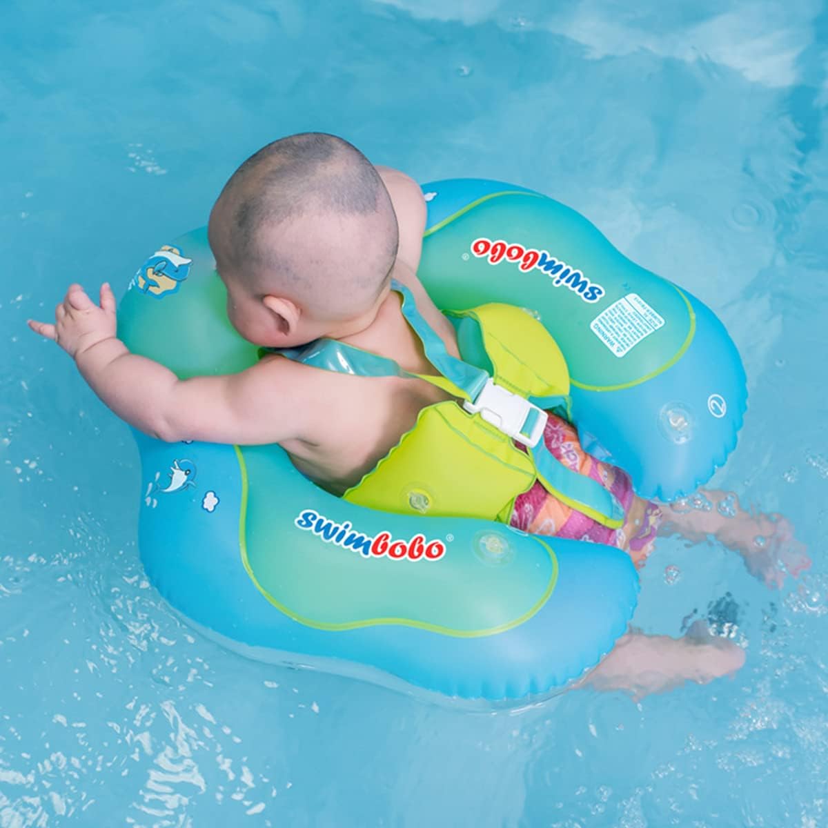 ECVV Inflatable Baby Swimming Float Ring with Safety Support Bottom Toddler Pool Float Swimming Pool Accessories for Age of 3-10 Months