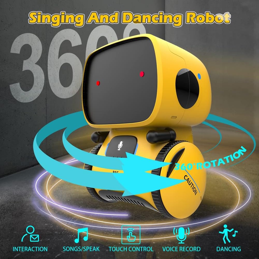 AMERTEER Kids Robot Toy, Smart Talking Robots Intelligent Partner and Teacher with Voice Control and Touch Sensor, Singing, Dancing, Repeating, Gift for Boys and Girls of Age 3 and Up