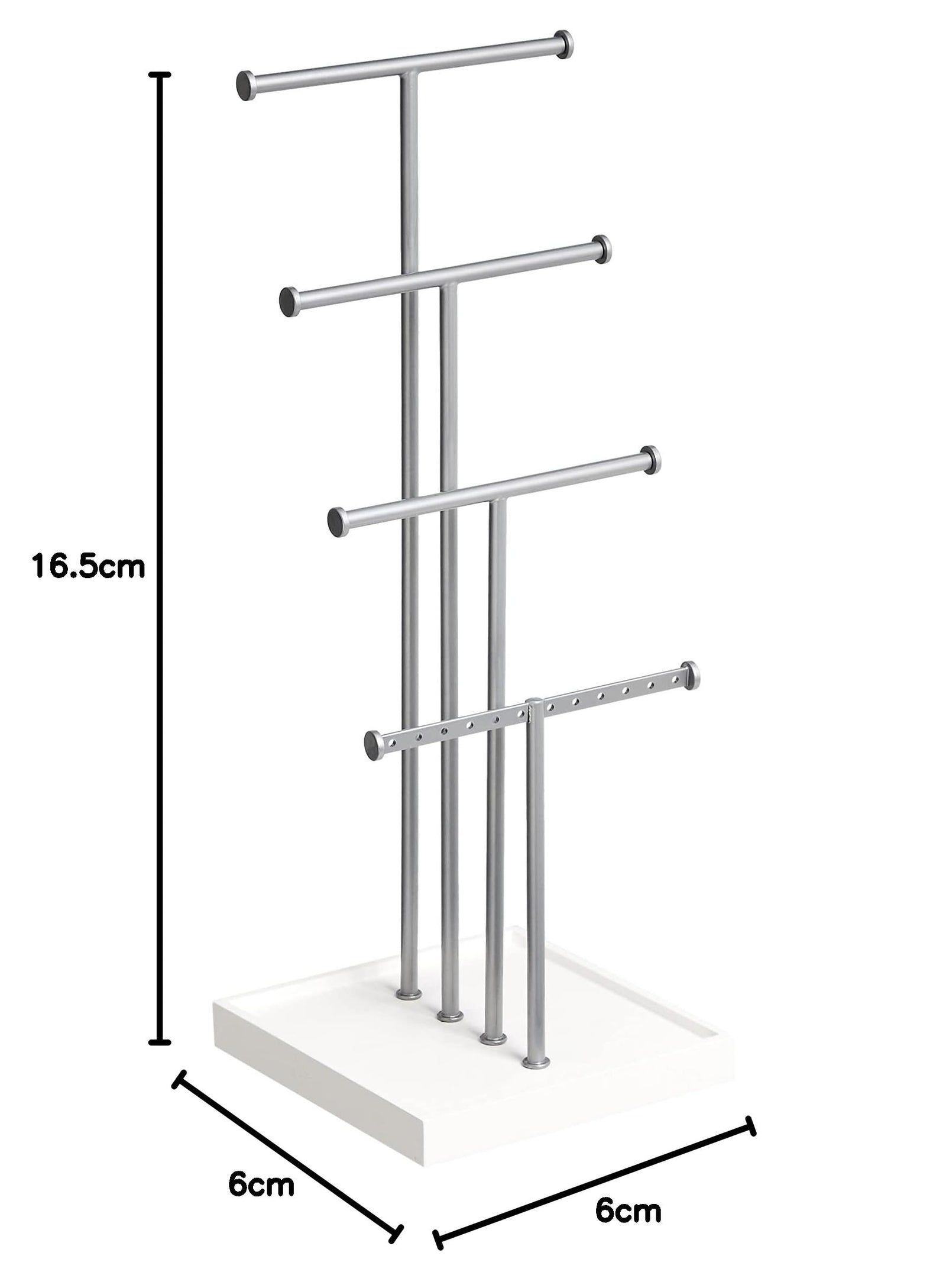 Amazon Basics Four-Tier Jewelry Tree Stand - White/Nickel