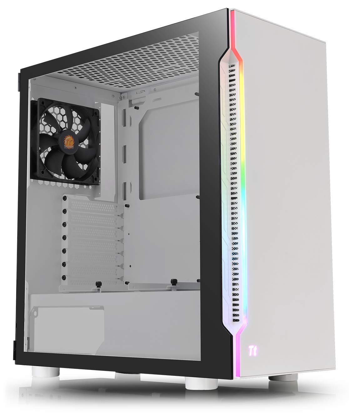 Thermaltake H200 Tempered Glass Snow Edition RGB Light Strip ATX Mid Tower Case with One 120mm Rear Fan Pre-Installed CA-1M3-00M6WN-00