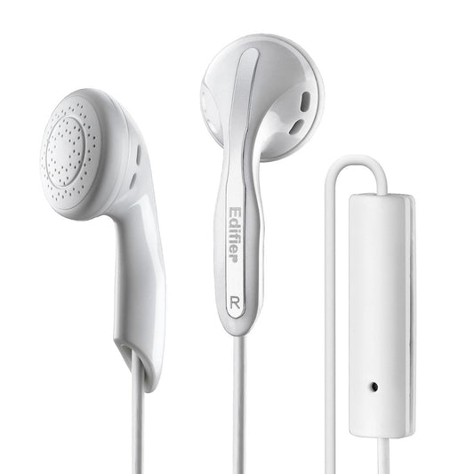 Edifier P180 Computer Headset with Mic and Inline Control - Stereo Earbud Earphone Headphone with Microphone and Remote - White