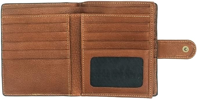 Alfa Leather Co. Leather Front-Logo Snap-Closure Bifold Wallet for Men