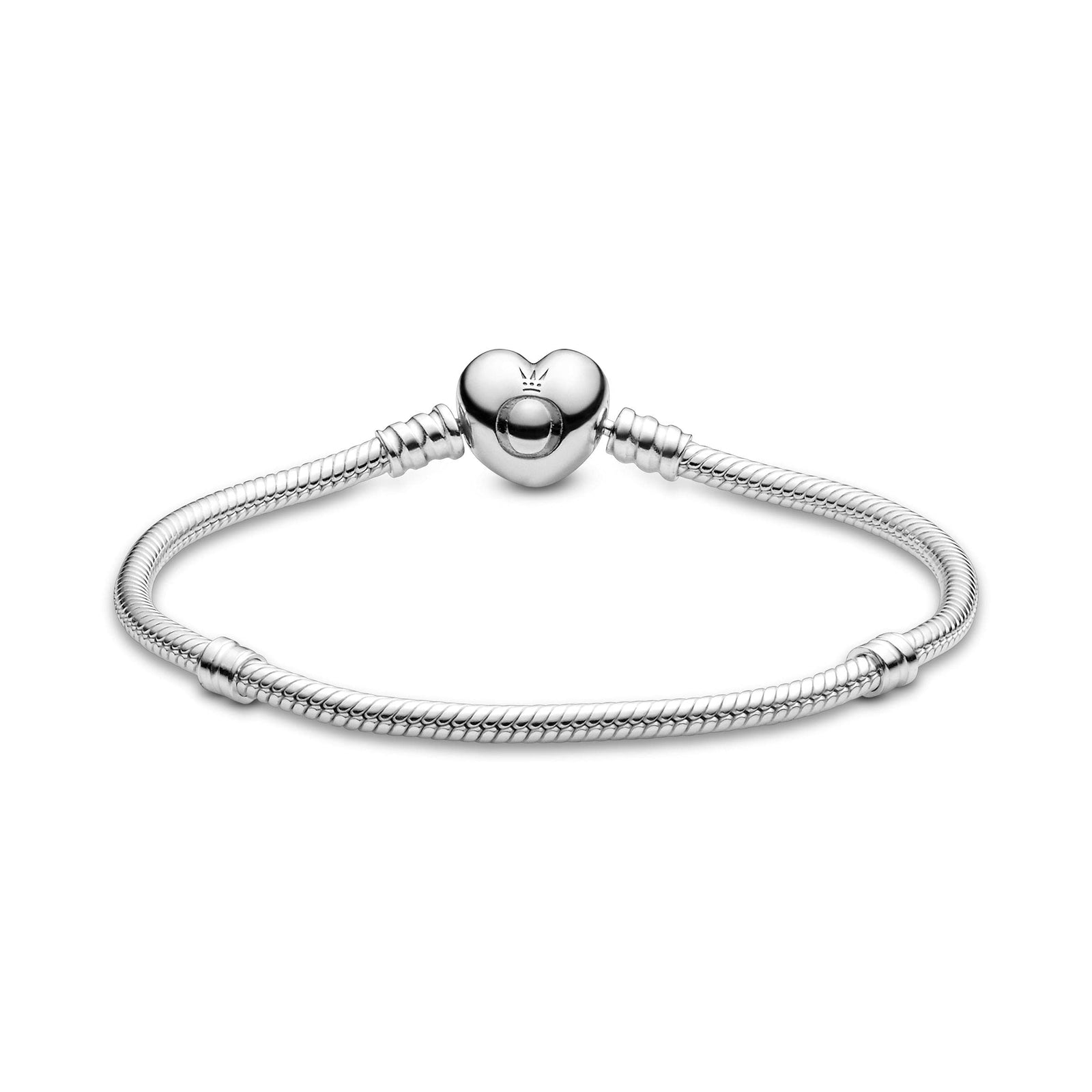 Pandora Moments Women's Sterling Silver Heart Clasp Snake Chain Bracelet for Charms