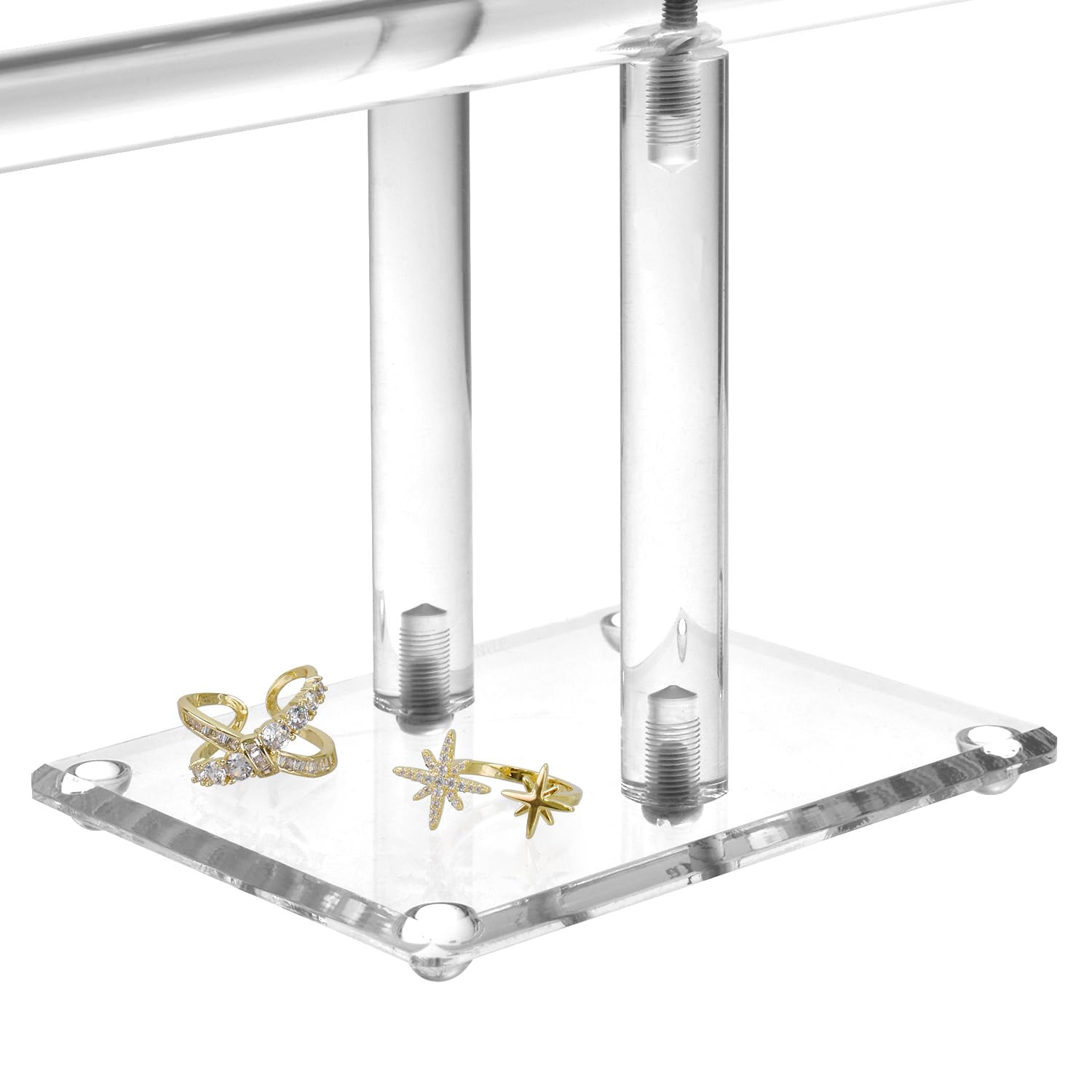 Mooca Deluxe Clear Acrylic Round Bracelet Display Holder 2 Tier T-bar Jewelry Display Bracelet Display Holder Stand Acrylic Bracelet Display Organizer Jewelry Holder (2-Bar)