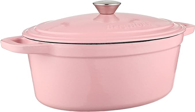 Berghoff - 34cmx25.5cmcast iron oval cov casserole pink