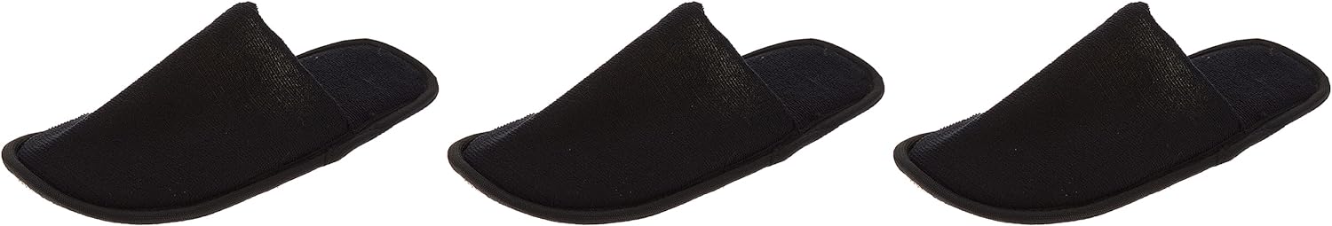 Home Slippers - Pack of 3 Pairs (Black)