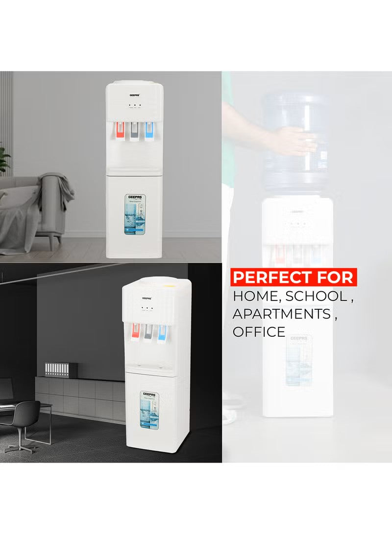 3 Taps Water Dispenser with Hot, Normal and Cold Function, Stainless Steel Tank/ 2.8 L, 1.0 L Capacity, Perfect for Home, School, Apartments, Office, etc. GWD8326 White