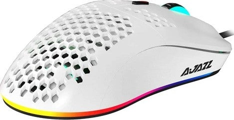 Ajazz AJ390 USB Wired Gaming Mouse with 7 Keys Adjustable DPI Ergonomic Design Hollowed-out Honeycomb Design White | AJ-390