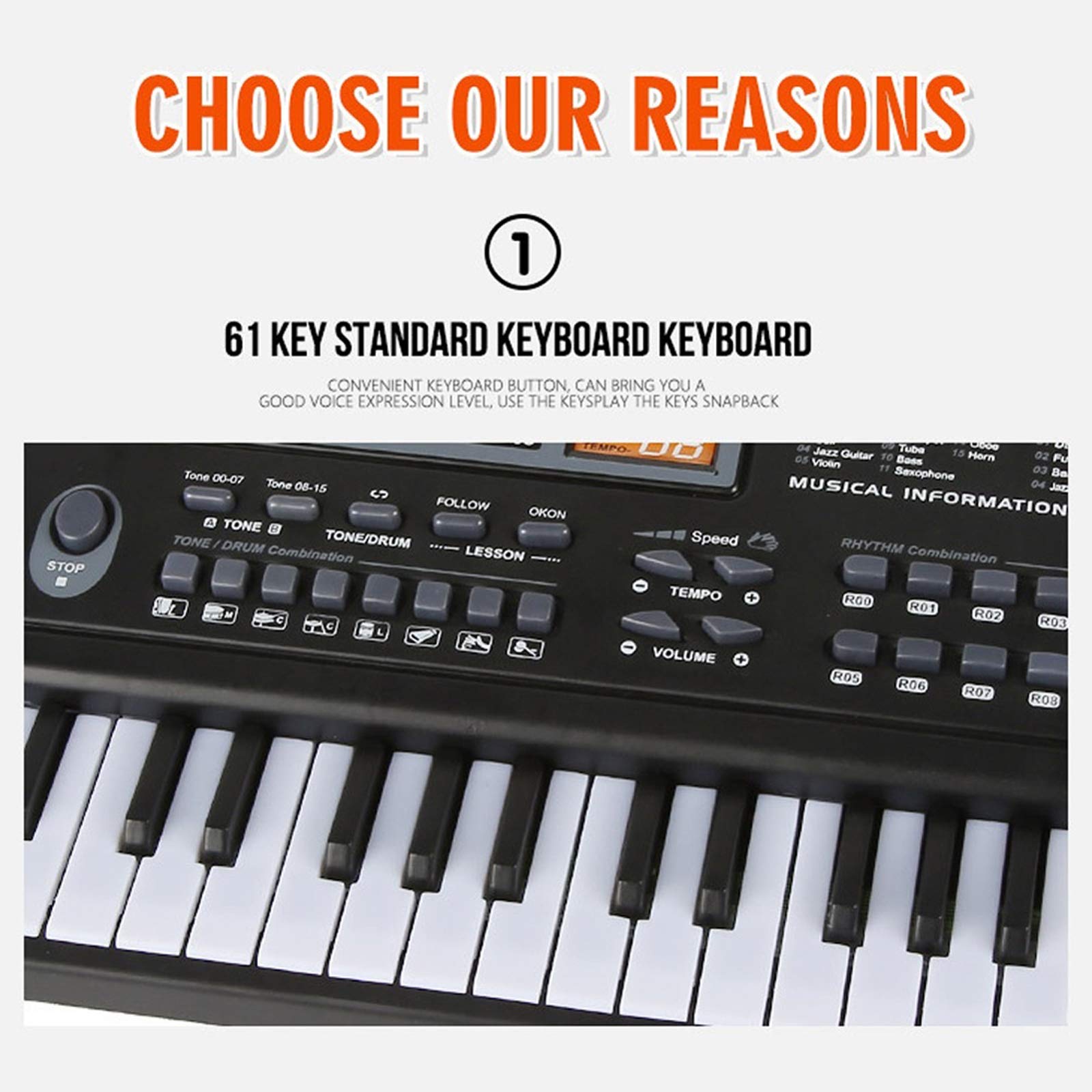 61 Keys Black Digital Music Electronic Keyboard KeyBoard Electric Piano Kids Gift Musical Instrument