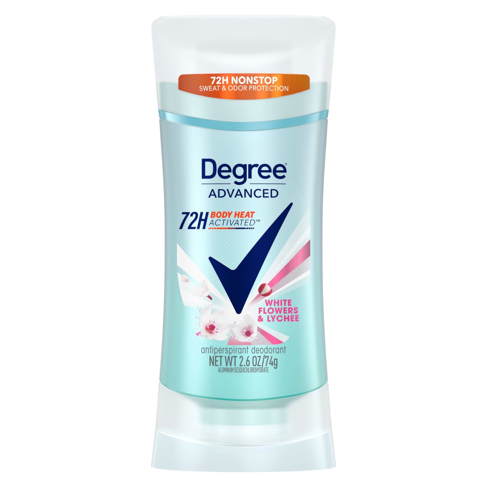 Degree Advanced Antiperspirant Deodorant 72-Hour Sweat & Odor Protection White Flowers & Lychee Antiperspirant for Women with MotionSense Technology 2.6 oz