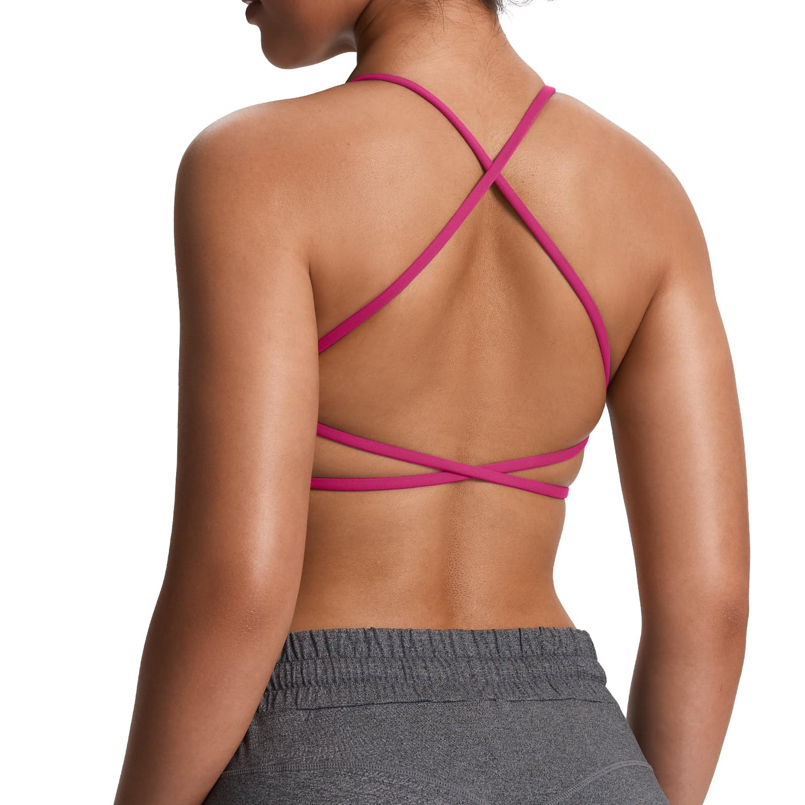 Aoxjox Women's Workout Sports Bras Fitness Backless Padded Ivy Low Impact Bra Yoga Crop Tank Top