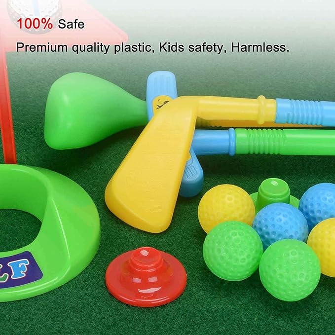 Amoued Kids Golf Clubs Toy Set, Toddler Golf Cart With Wheels, Golf Ball Game Play Set Outdoor Games Toys Gift for Boys Girls 3 4 5 6 Year Old