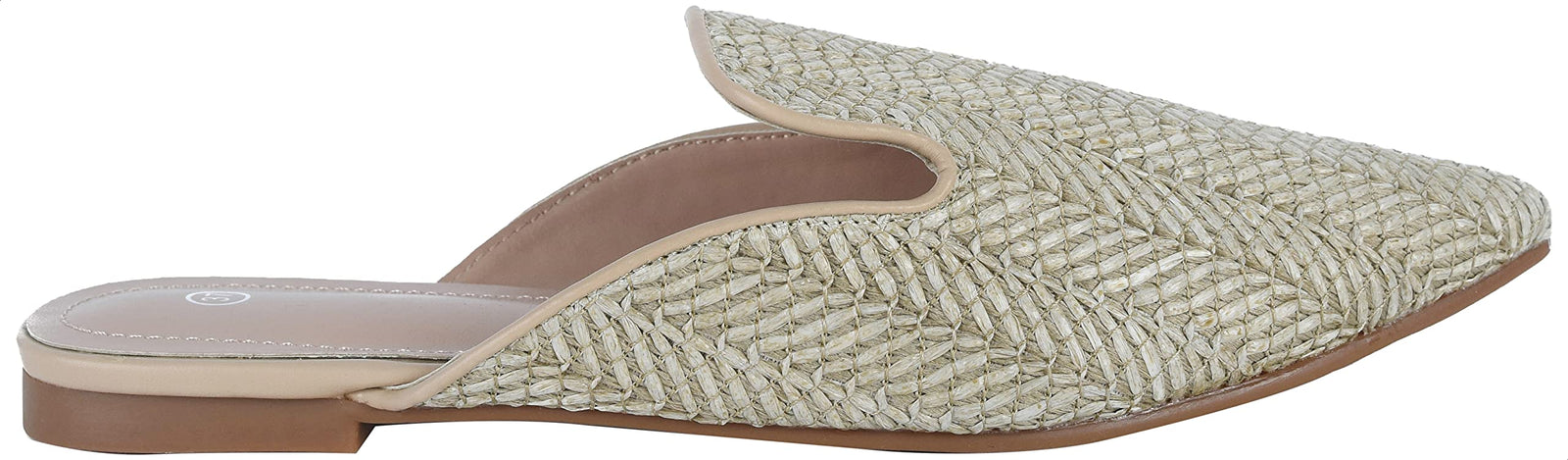 Pixi Straw Pointed-Toe Flat Mules for Women