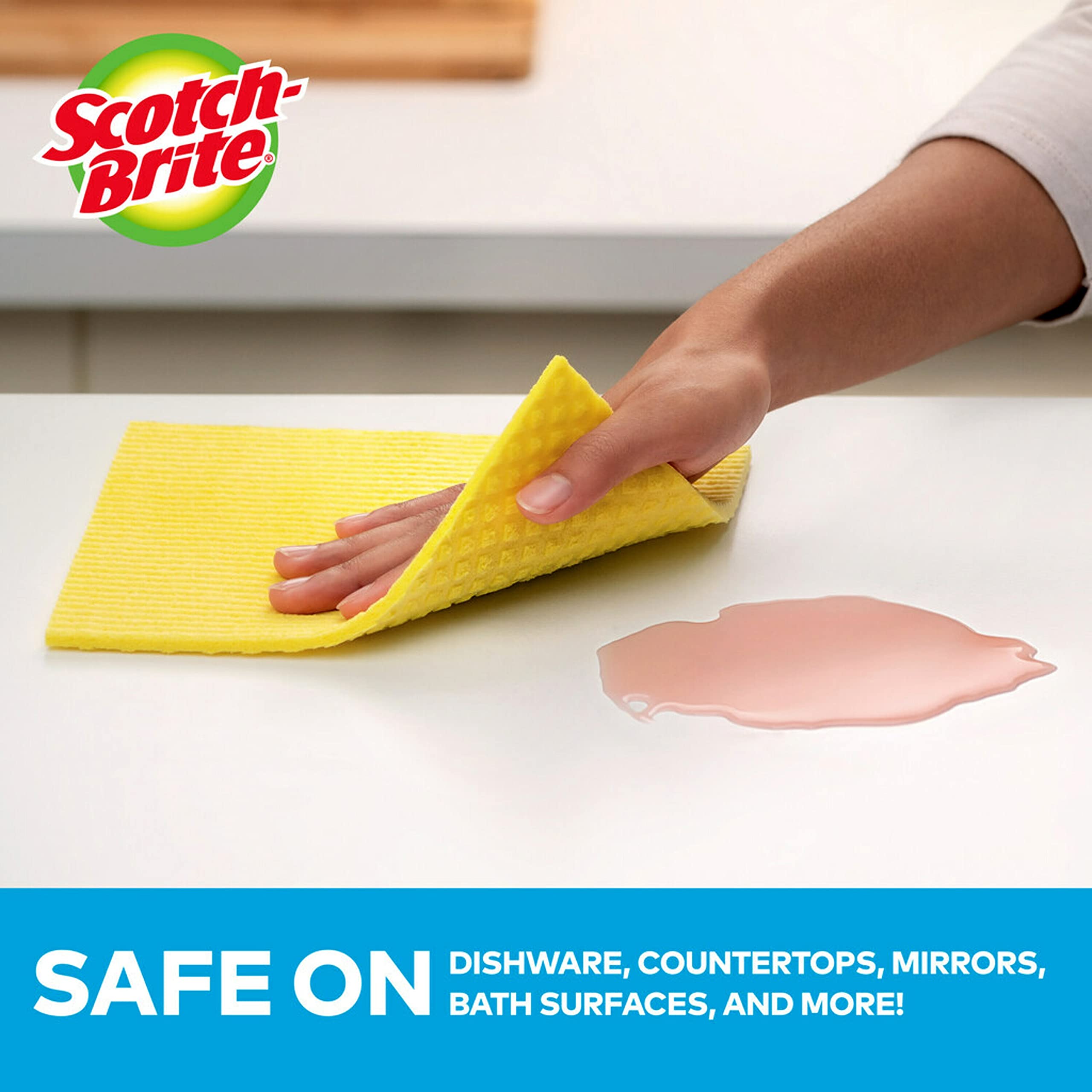 Scotch-Brite Multi-Purpose Sponge Cloth Wipe ULTRA | Quickly soaks up any liquid | Wipes like a cloth, absorbs like a sponge | Kitchen cloth | Cleaning cloth | Sponge cloth | 5 units/pack