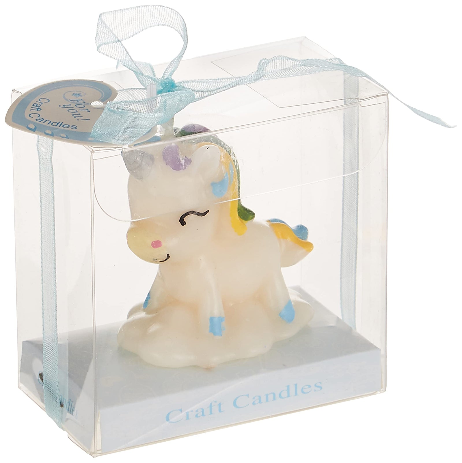 Baby unicorn candle blue color in box birthday party give away