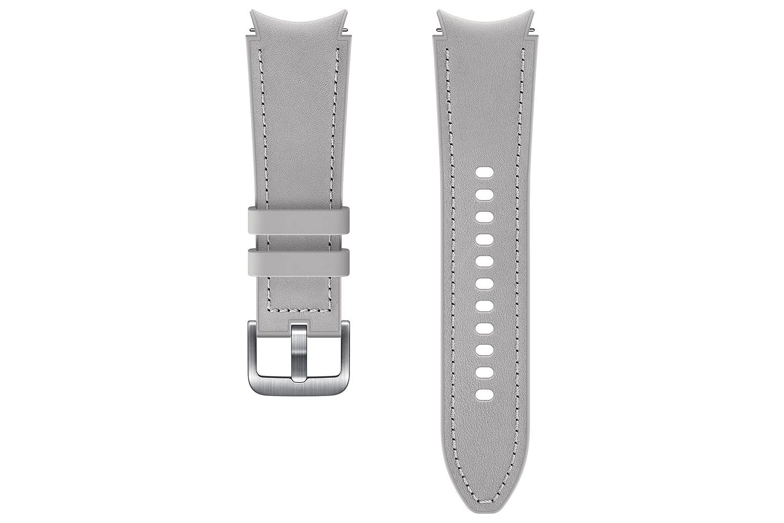 Samsung Hybrid Leather Watch Strap - Official 20mm Band for Galaxy Watches - S/M - Silver