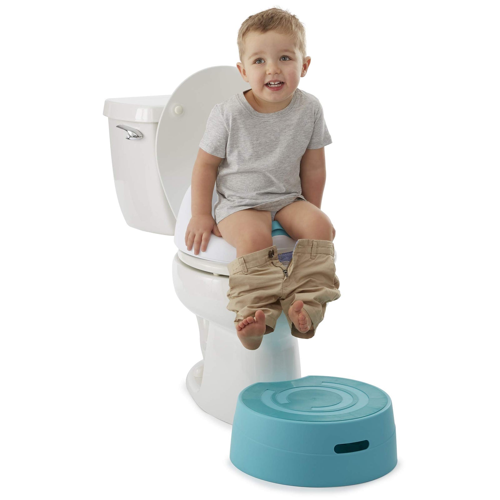 Contours Bravo 3-In-1 Potty System - Potty Chair, Toilet Trainer, Step Stool All In One, Aqua