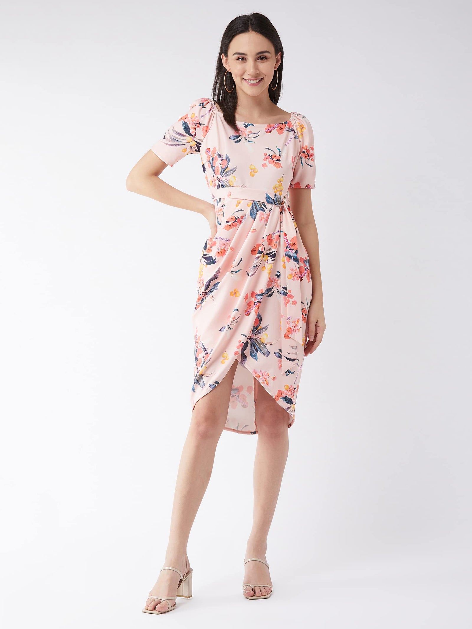 Miss Olive Women's Relaxed Fit Knee Length Premium Polyester Dress (MOSS23D31-37-254)