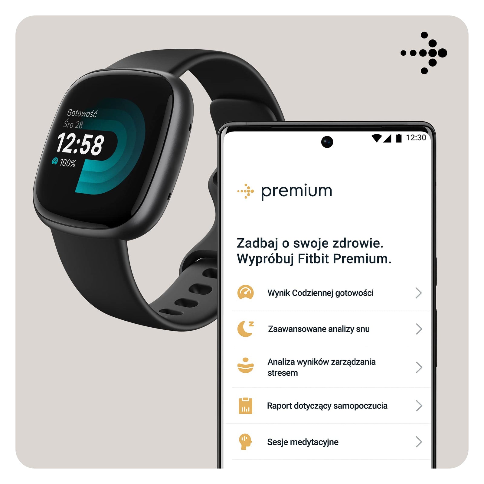 Fitbit Versa 4 Fitness Smartwatch with built-in GPS and up to 6 days battery life - compatible with Android and iOS. - Black/Graphite