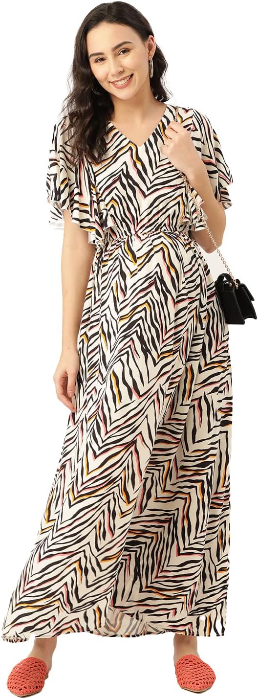Momstory Women Concealed Zip For Easy Nursing Gathers Dress In Viscose Fabric (Vdrfn502192)