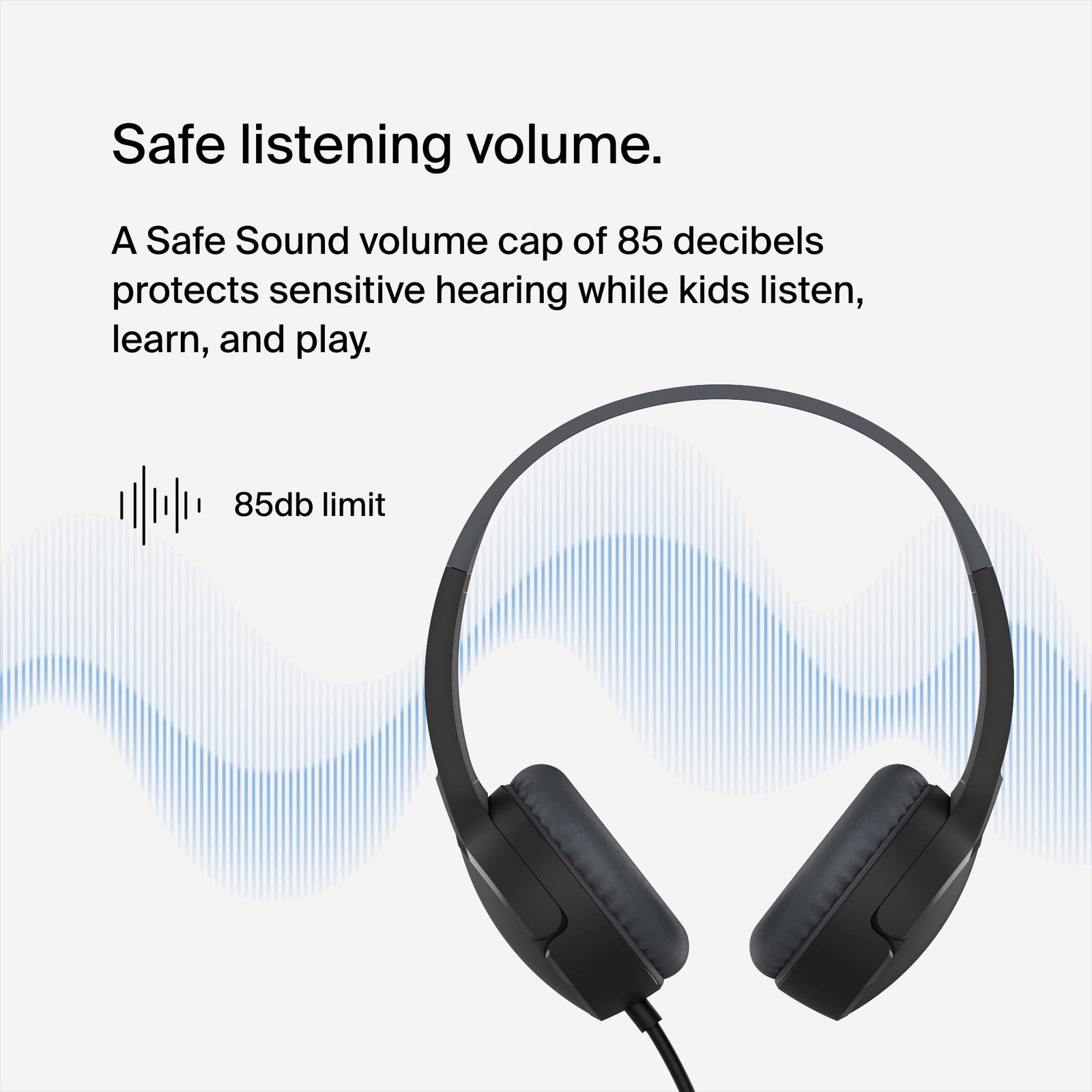 Belkin SoundForm Mini Wired On-Ear for Over-Ear Headset for Children with inline Microphone for Online Learning, School, Travel, Play, For 3.5mm Compatible Devices - Black, Kids Headphones (Wired)