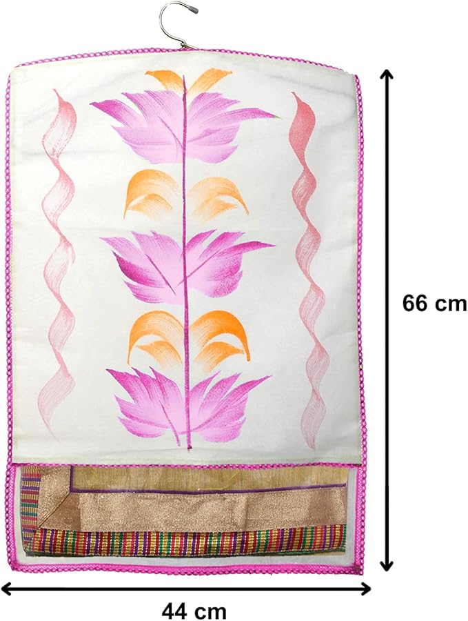 Fun Homes Non Woven Hanging Saree Cover With 1 Zipper Compartment on Back Side- Pack of 9 (Pink)-HS_38_FUNH21524