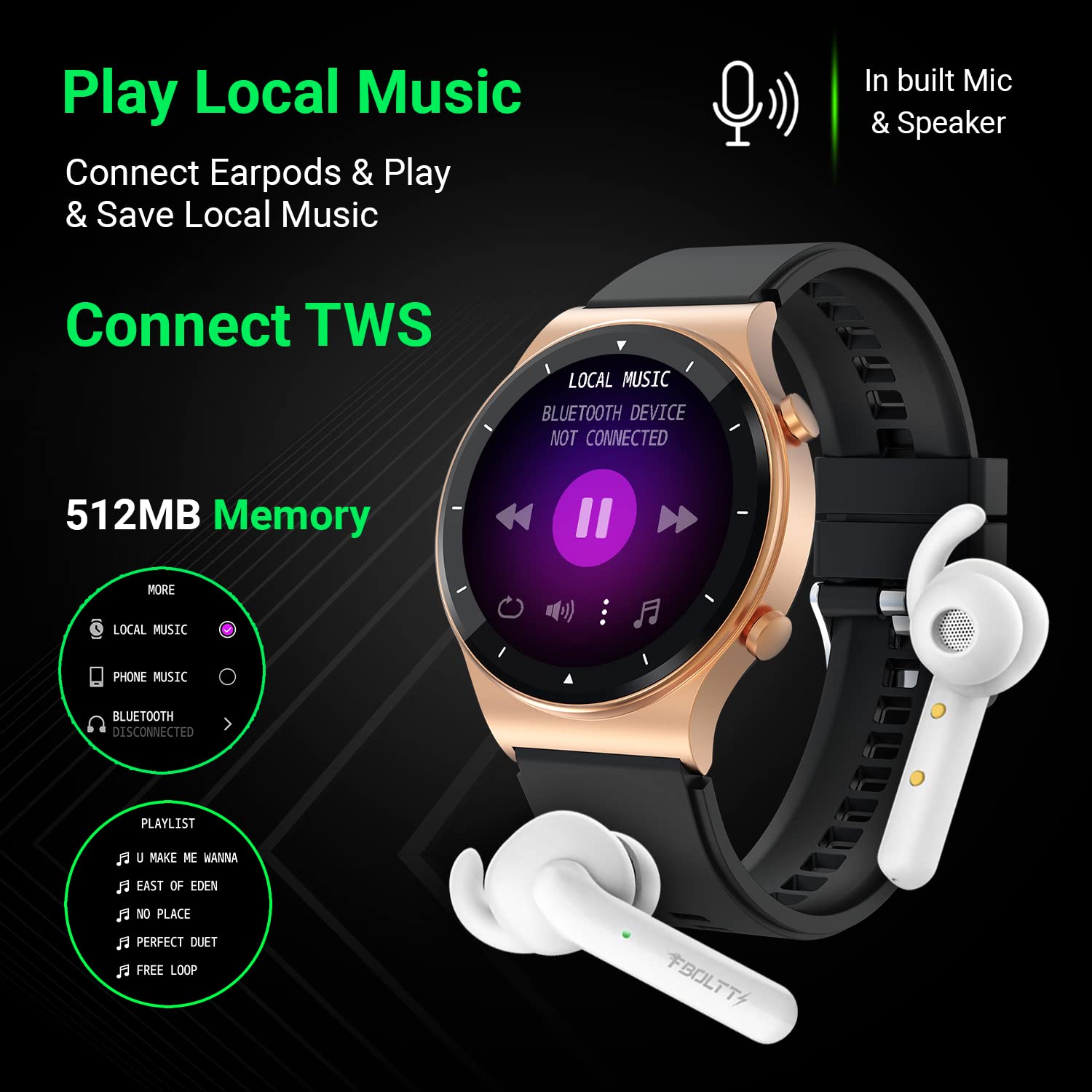 Fire-Boltt 360 Pro Bluetooth Calling 360*360 Pro Display Smart Watch With Rolling Ui & Dual Button Technology, Spo2, Heart Rate & Temperature Monitoring With Local Music And Tws Pairing - Gold