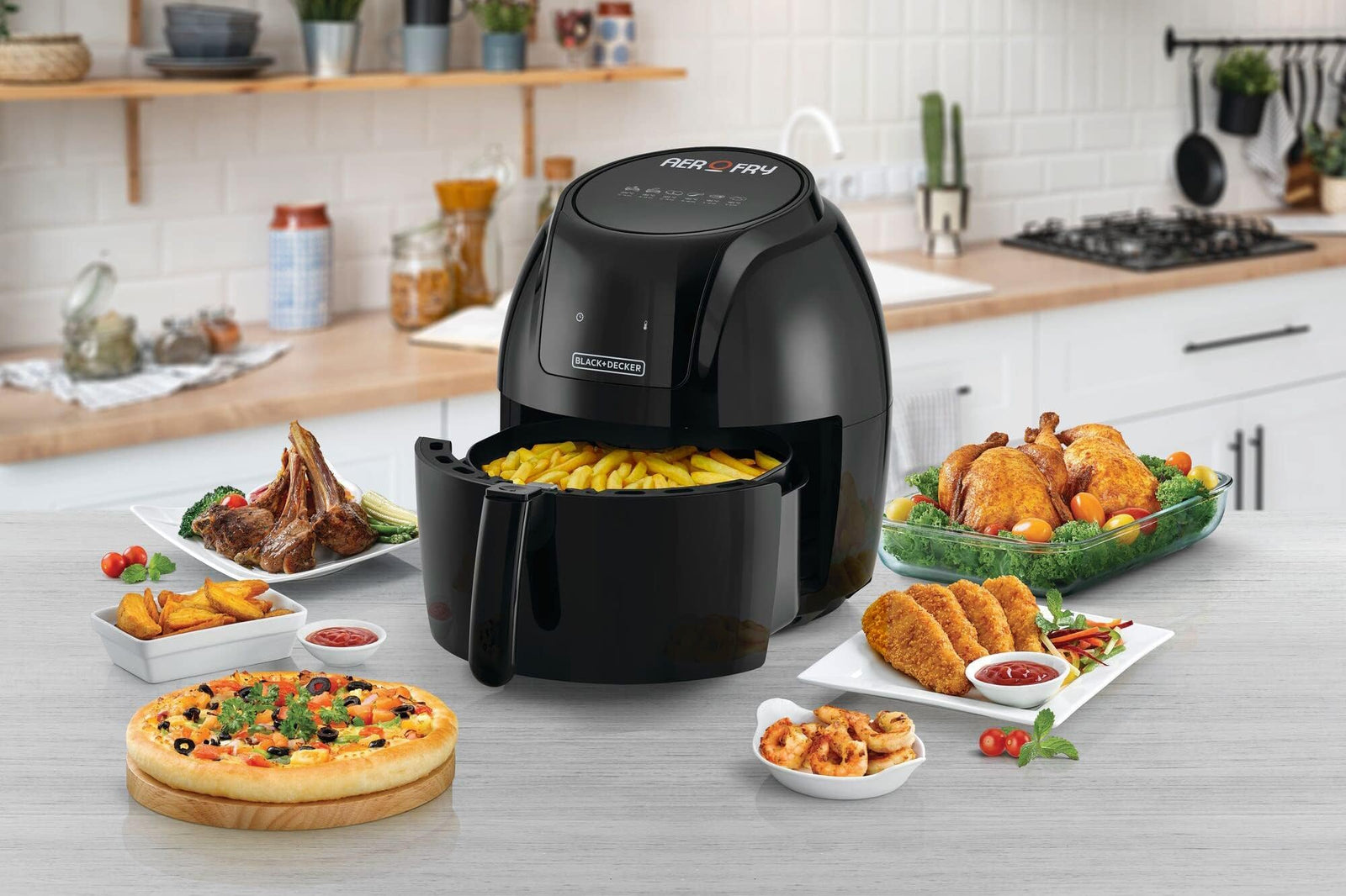 Black & Decker XL Digital Air Fryer, 1800W, 5.6L/1.5Kg, 7 Presets, Crispy and Healthy Cooking, Rapid Air Technology & Led Display, Best for Frying, Grilling, Roasting, Baking, AF625 B5