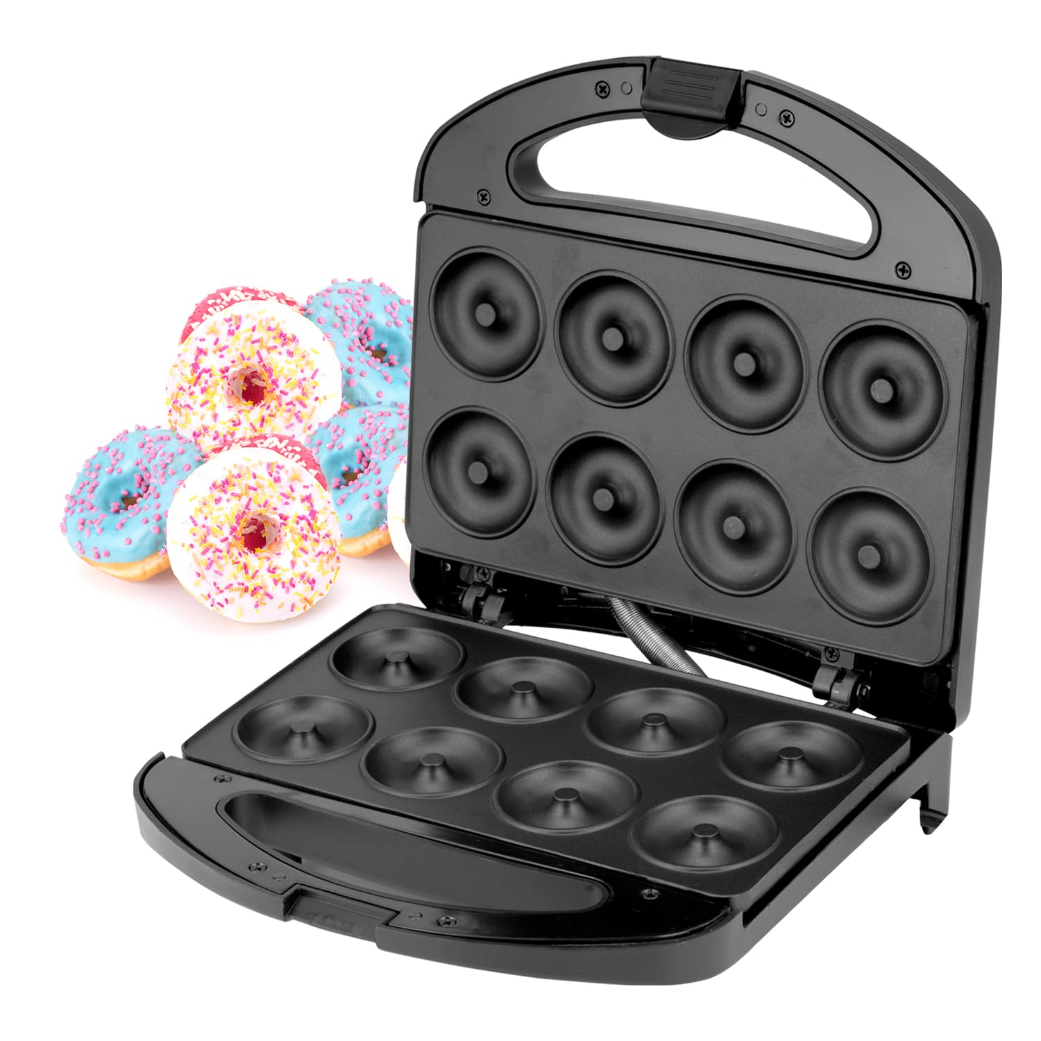 Geepas GDM36532 750W 8 Pcs Doughnut Maker - Non-Stick Cooking Plate| Comfortable Handle with Power On & Ready Indicator | 2 Years Warranty