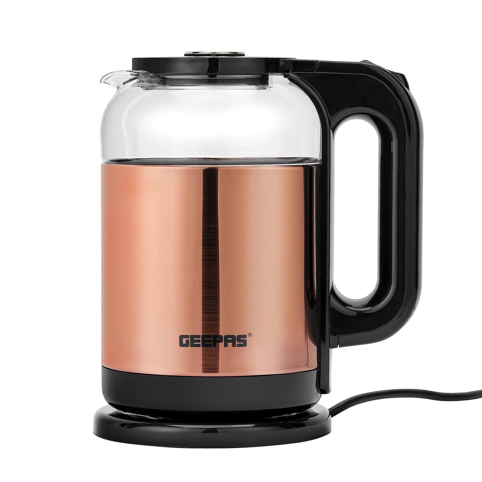 Geepas Electric Glass Kettle 1.7L, 360° Rotation Base, Cord Storage, Glass Body Clear Water Label Gauge, Perfect Pour Wide Opening, Safe & Convenient, automatic Shut-Off Function|1.7L 1500 W GK38063