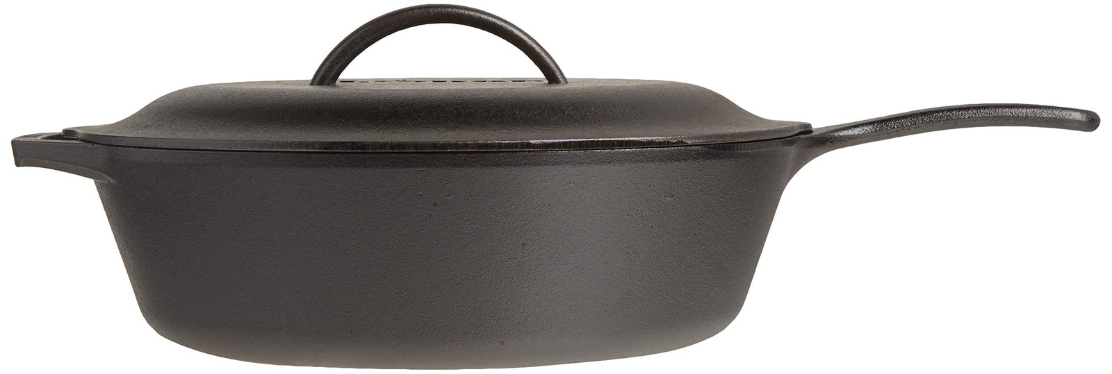 Lodge Pre-Seasoned Cast Deep Skillet With Iron Cover And Assist Handle, 5 Quart, Black