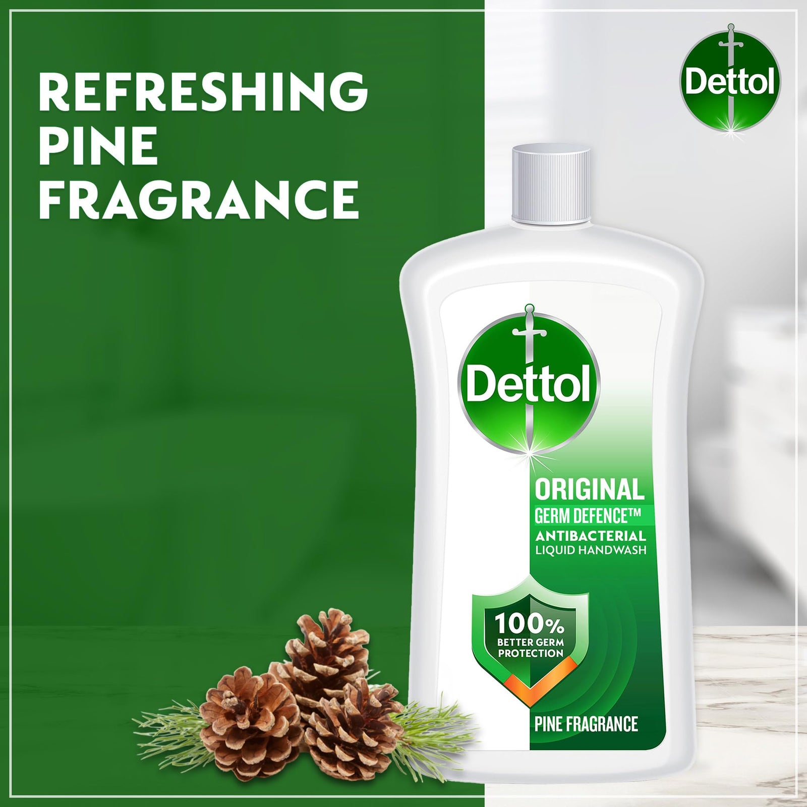 Dettol Original Handwash Liquid Soap Refill Pine Fragrance 1Litre packaging may vary