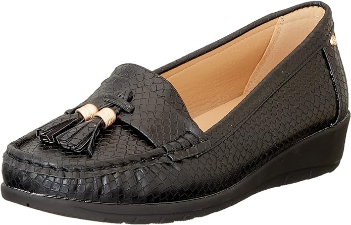 Dejavu womens Wedge Heel PU Leather Front Tassels Flat Loafer Sneaker