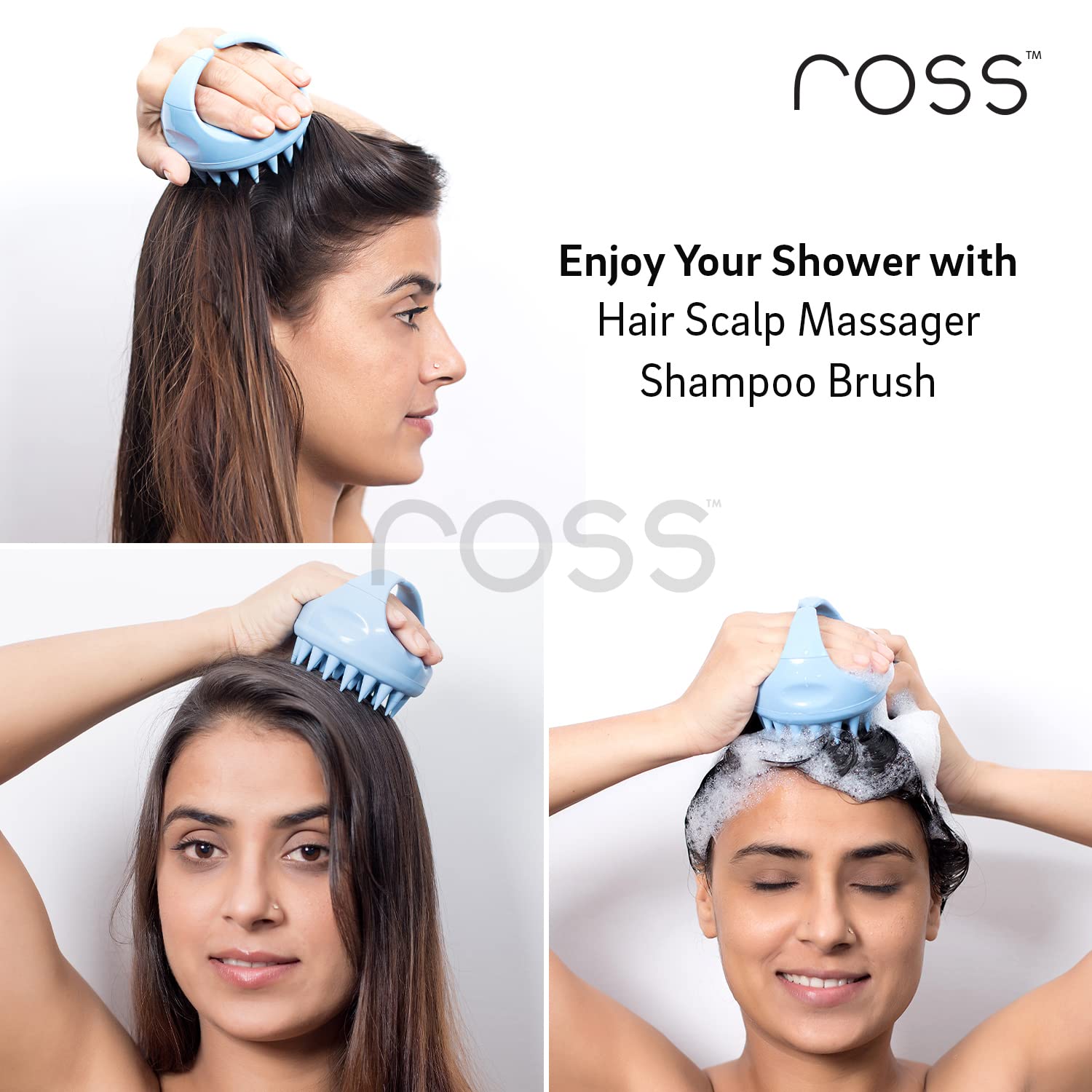 Ross Hair Scalp Massager Shampoo Brush with Soft Silicone Bristles