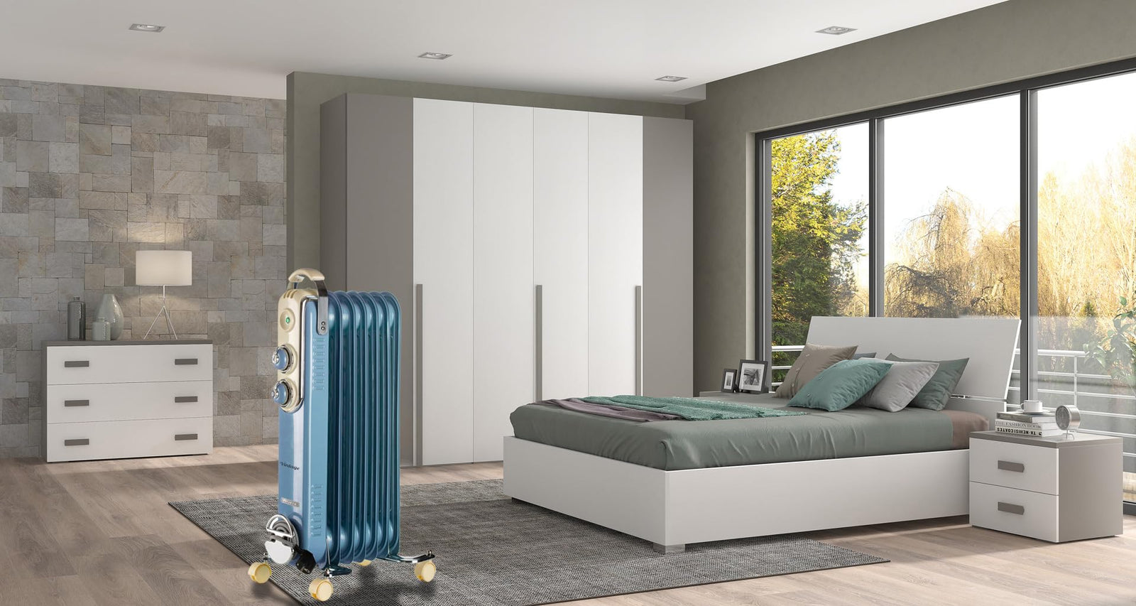 Ariete Vintage Oil Radiator with 7 Heating Elements, Adjustable Temp at 3 Power Levels 600W, 900W, 1500W, Swivel Wheels, Fast Room Heater Ideal for Bedroom, Home and Office - Blue ‎ART837/05