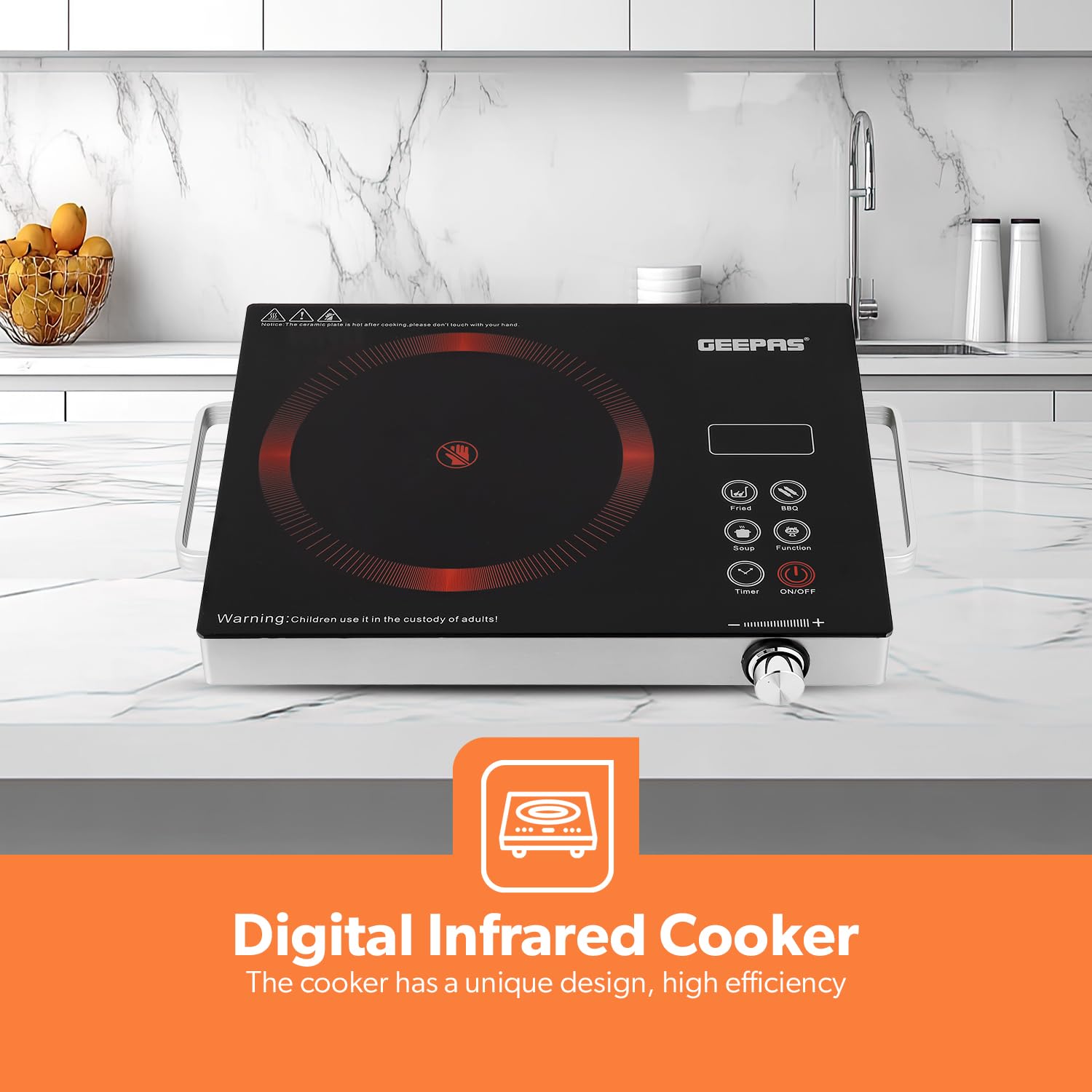 Dig Infrared Cooker 2000W Digital Infrared Cooker GIC6920|Elegant Design, Fireproof material, Stainless steel body| Overheat protection, high & low voltage protection