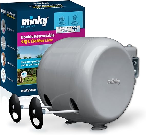 Minky Homecare Outdoor Retractable Clothesline, 2X 49 Feet, Gray