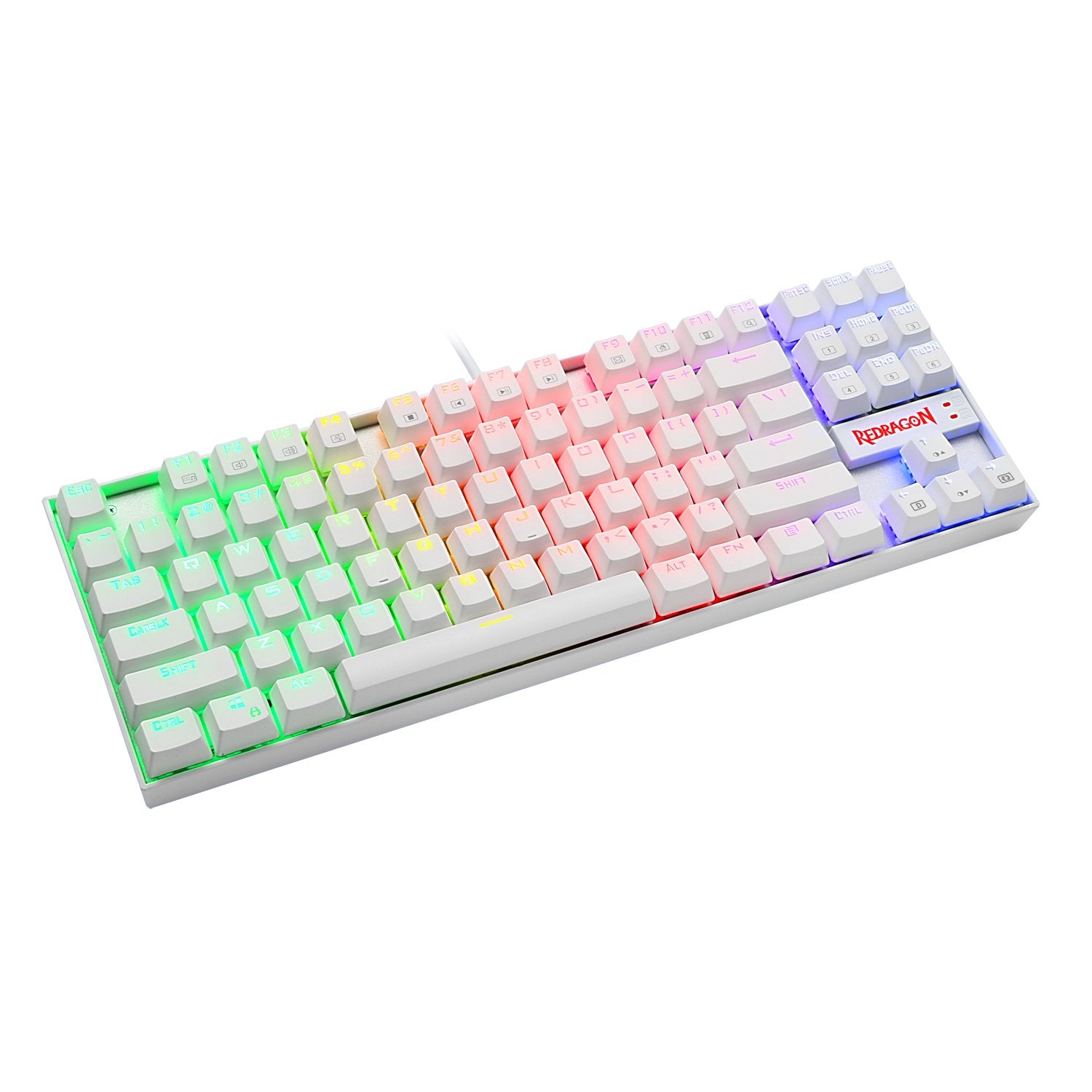 Redragon K552 Mechanical Gaming Keyboard 60 Percent Compact 87 Key Kumara Wired Anti-Dust Proof Red Switches for Windows PC Gamers (RGB Backlit White)